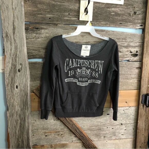 CAMPUS Crew Size Med Grey Wide Scoop Neck Sweatshirt - Picture 1 of 5